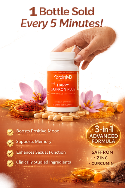 HAPPY SAFFRON PLUS BRAIN MD - ADVANCED MOOD & COGNITIVE SUPPORT FORMULA
