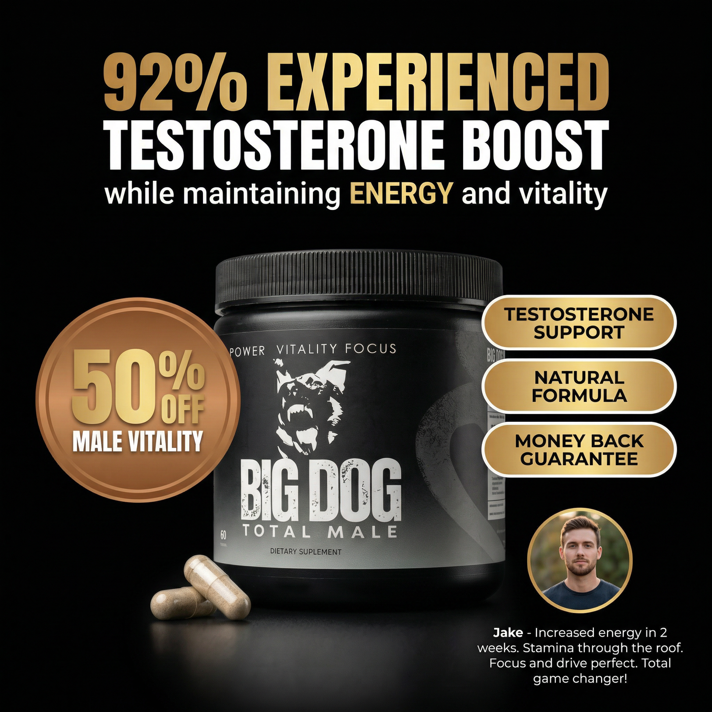 BIG DOG TOTAL MALE PILLS  - ADCANCED HEALTH SUPPORT FORMULA FOR MEN